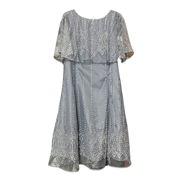 J. Taylor Elegant Blue Dress with Sheer Overlay color Chambray Muse size 16 NWT - Picture 3 of 14